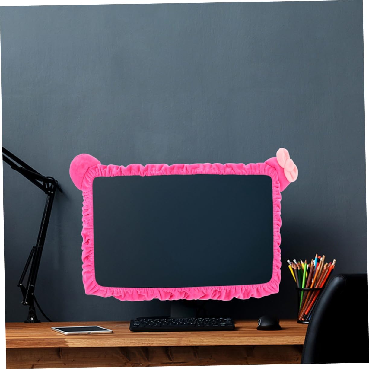 VILLCASE 2pcs Elastic Monitor Cover for Screens Adorable Cat Ear Design Easy to Clean Dust Protection for Pc Computer Monitors