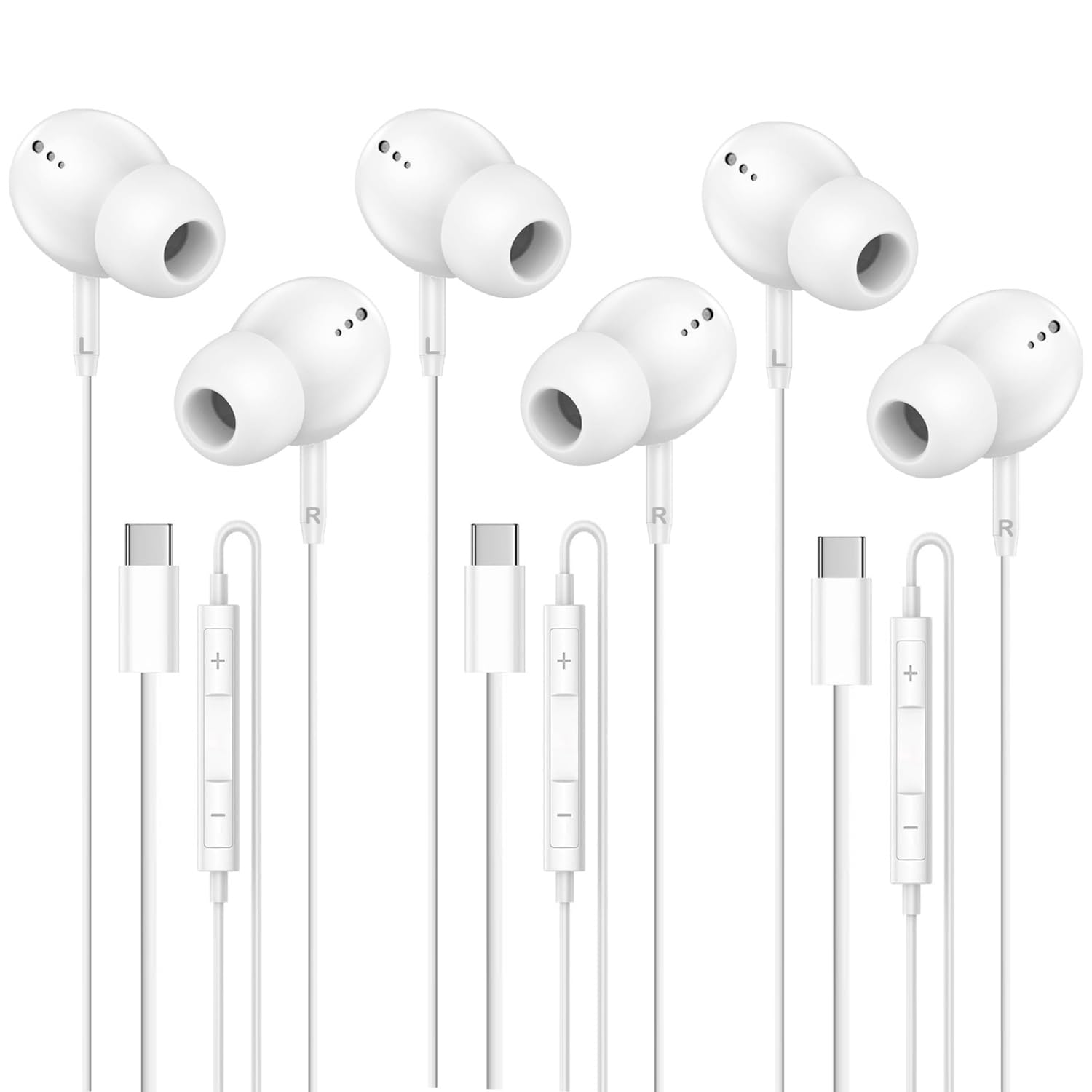 USB C Headphones Pack of 3 for iPhone 17 17Pro Max 16 16 Pro 16 Plus 16 Pro