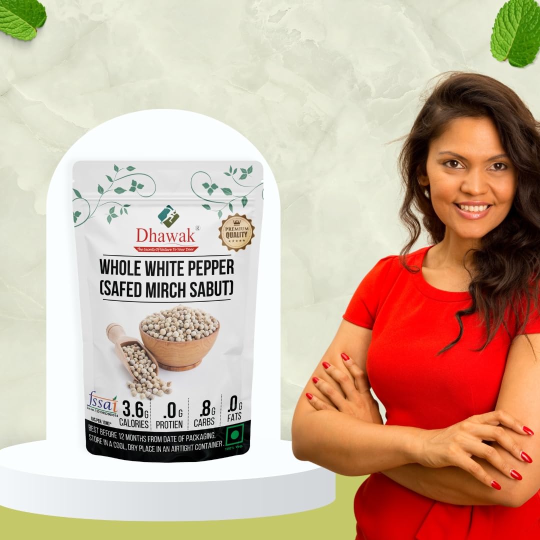 Dhawak Whole White Pepper | Safed Mirch Sabut - 100 Grams (Premium) - Image 7 thumbnail