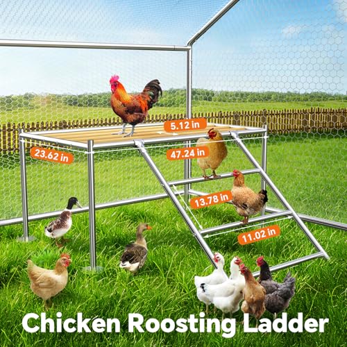 Image of 13.2x9.9 FT Large Metal Chicken Coop, Walk-in Poultry Run Enclosure
