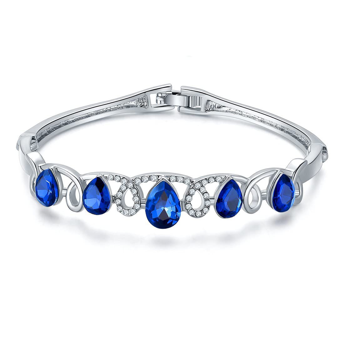 Jewels Galaxy Exclusive Luxuria Sparkling Blue Stunning Designed Platinum Plated Crystal Adjustable Bracelet for Women/Girls (SMNJG-BNGG-3110) (B08WLX31FT) Amazon Price History, Amazon Price Tracker