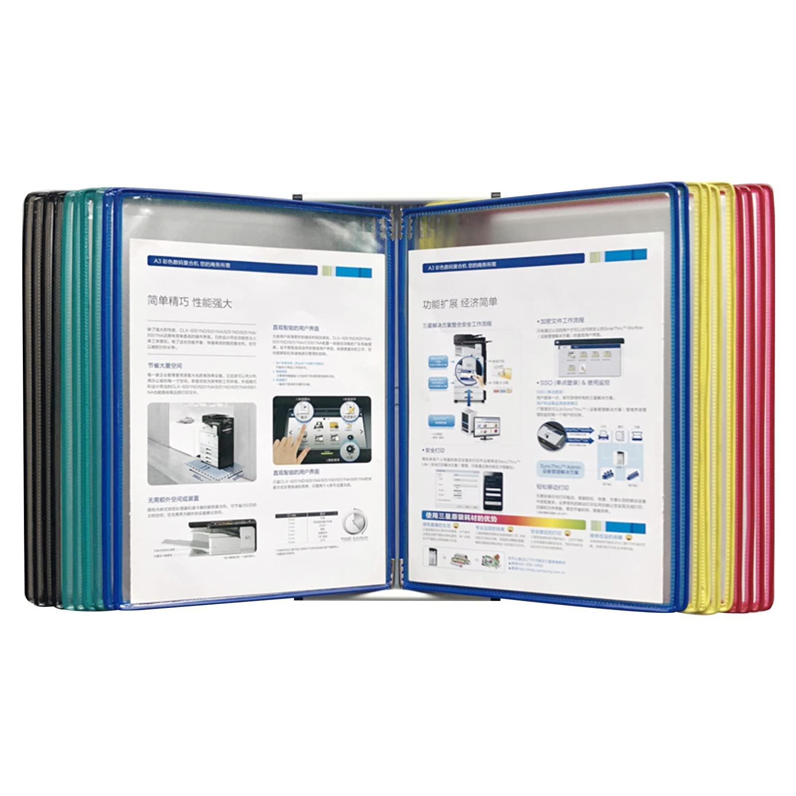 IUokLU Desktop Reference System With 20 Display Pockets,Wall-mounted Flip File Holder,desk Reference Organizer For A4 Document Reference And Storage (G)