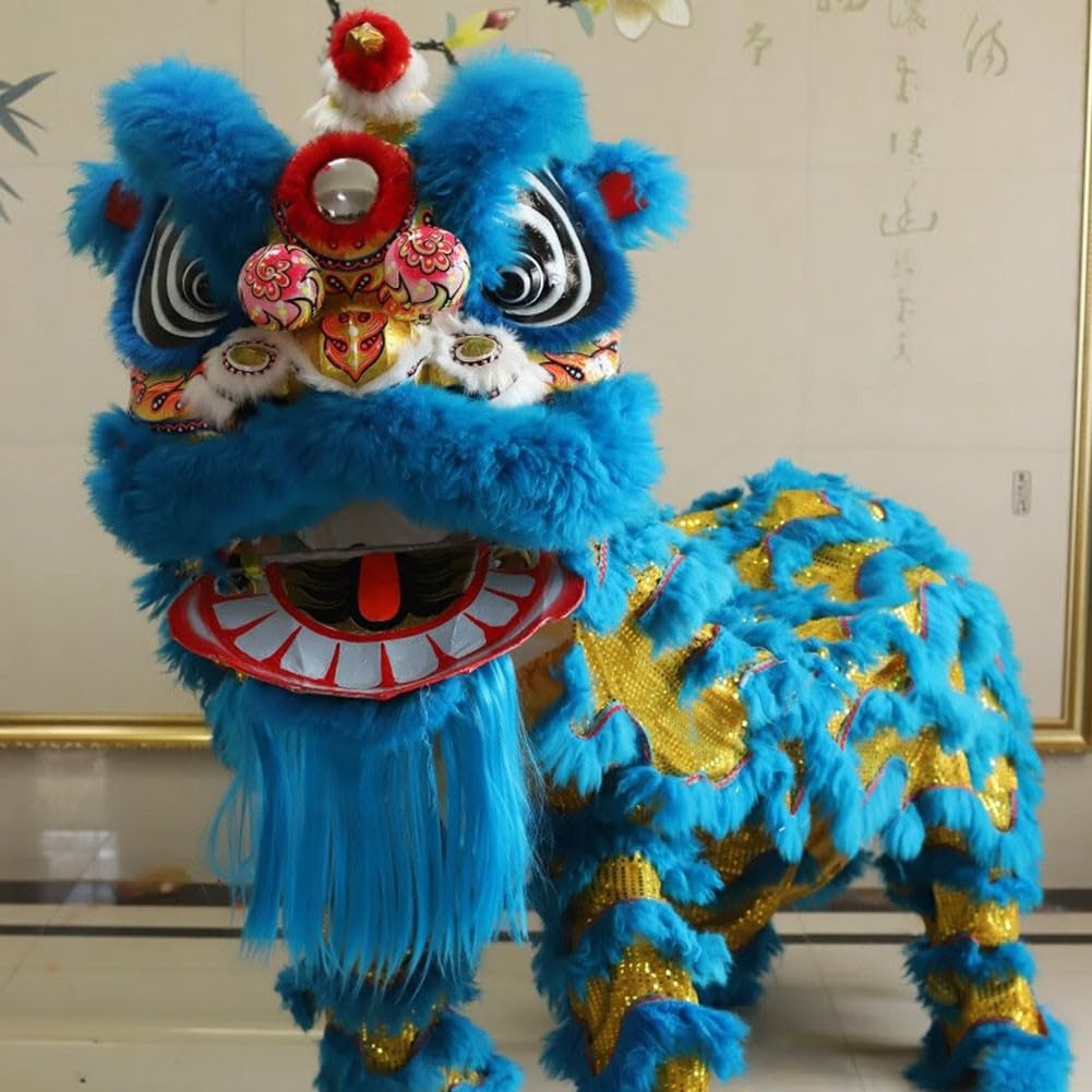 Disfraz de Baile de león Adulto 2 Personas Conjunto de Marco de bambú Robusto Desfile Festivo Performance Outfit Tradicional de la Cultura China Evento Wear