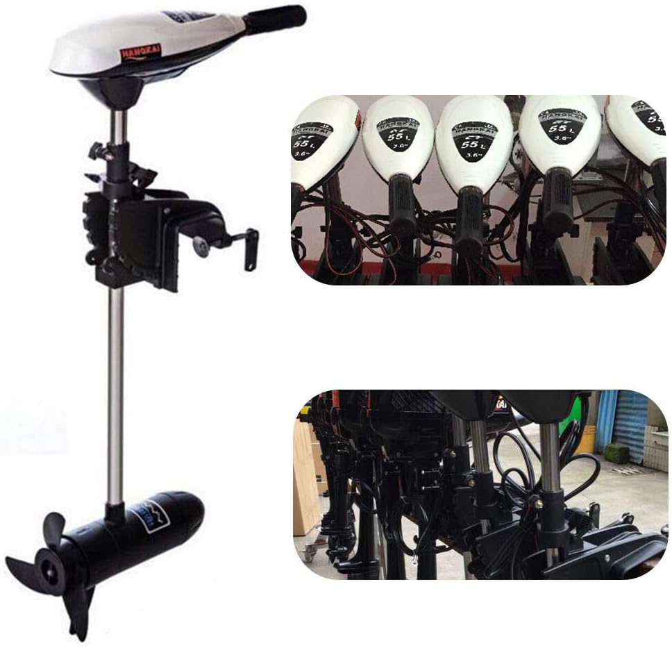 65lb Heavy Duty Electric Thrust Trolling Outboard Motor Inflatable Fishing Boat Engine Brush Motor, Telescopic Type Control Handle, F5-R2 Seep Control