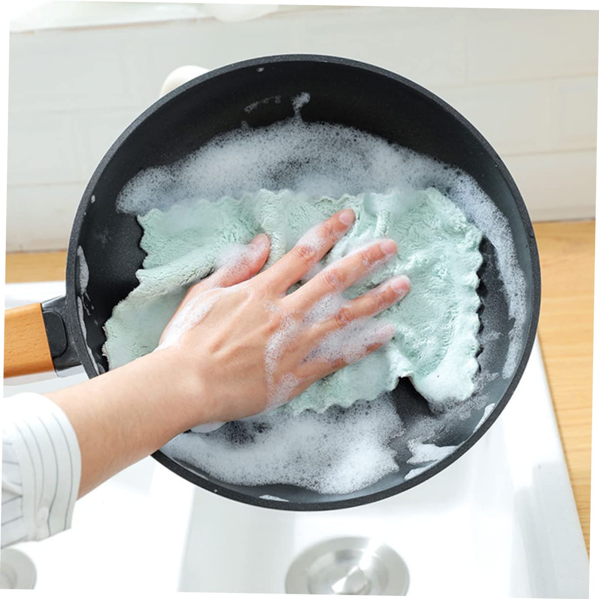 Healeved 60 Piezas Paquete de Paños de Cocina Absorbentes y Duraderos para Limpieza de Utensilios de Cocina Multiusos y para Hogar Verde y Gris