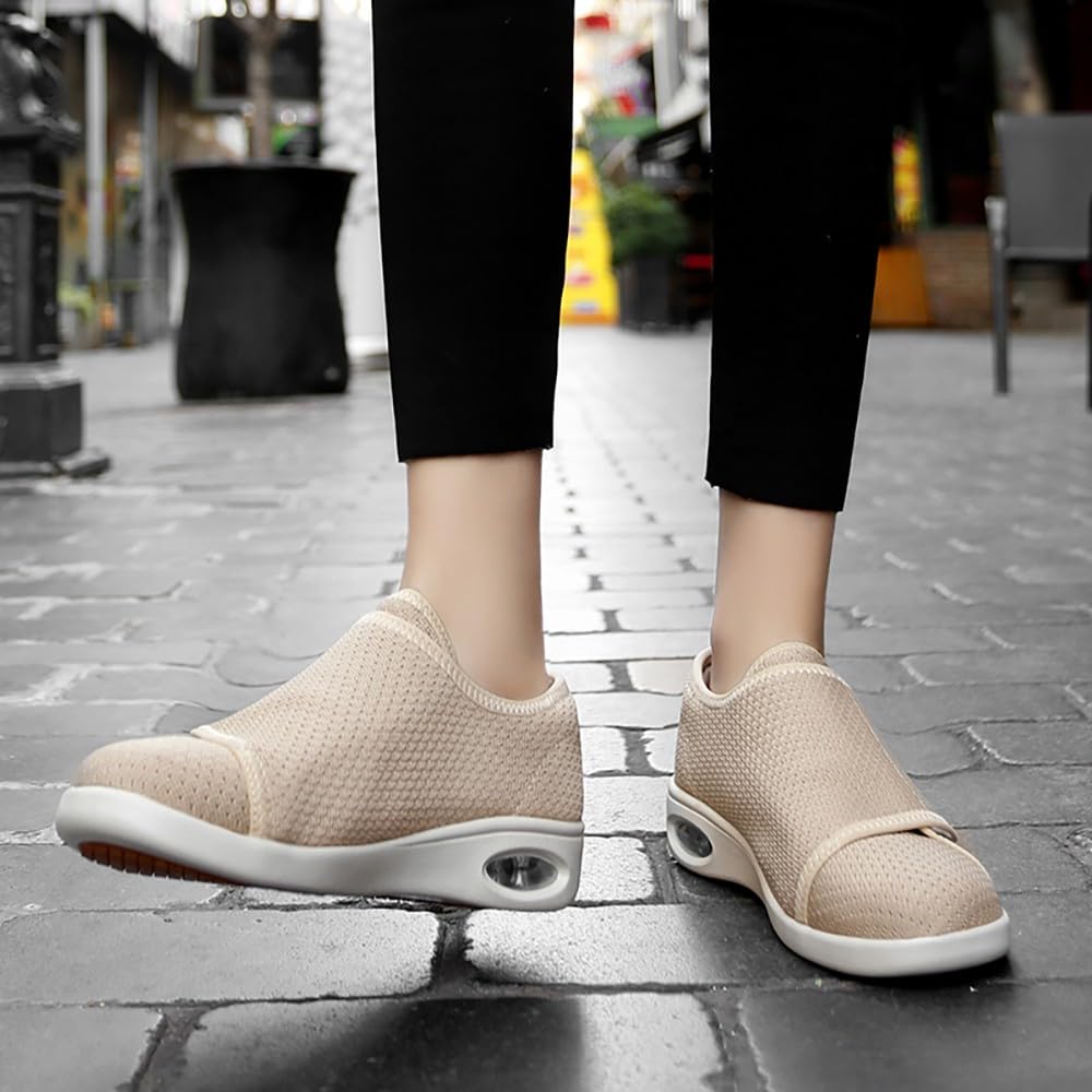 Buty dla diabetyków damskie bardzo szerokie wsuwane poduszki powietrzne zapalenie stawów ortopedyczne obrzęk spuchnięte kapcie regulowane sandały do chodzenia dla osób starszych