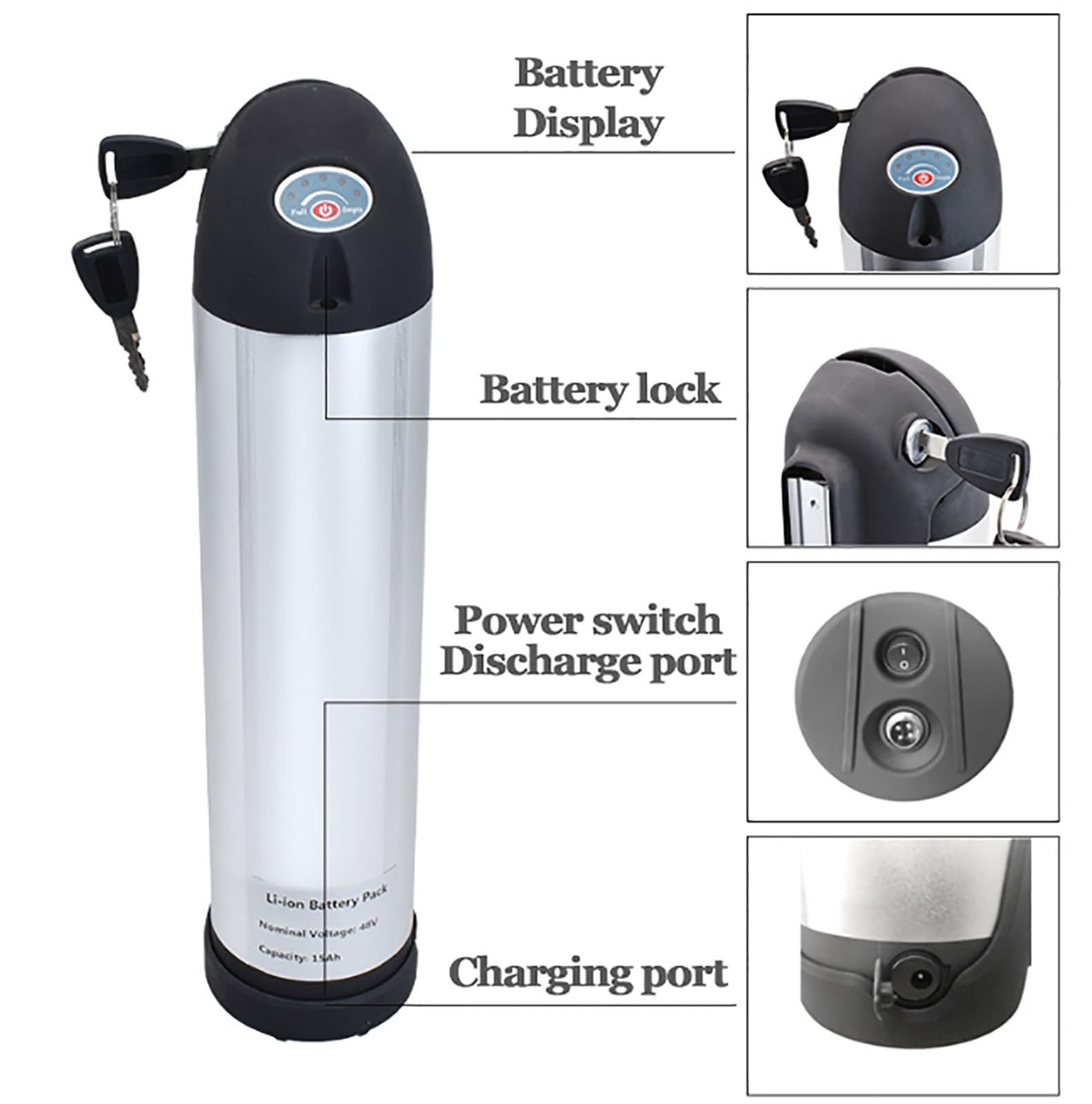 E-Bike Fahrrad Pedelec Akku 48V 15Ah 20Ah,Ebike Akku 48V 15Ah 20Ah Eingebauter BMS Wasserdichter Akku Mit Ladegerät Für 250W 350W 500W 750W 1000W Elektrofahrrad Motor
