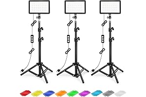 Photography Lighting Kit with Adjustable Tripod Stand and Color Filters
