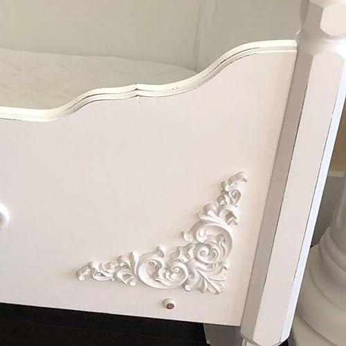 Miniatura 3 de BSYMDH 4 calcomanías de madera de esquina para tallar, apliques de madera sin pintar, apliques de madera tallada para pared, cama, puerta, armario,