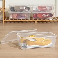 Vista 4 de Stackable Clear Storage Bins with Lids Shoe Boxes 12 Packs Plastic Storage Containers 6 Quart Latching Plastic Shoe Boxes With Lids (Clear)