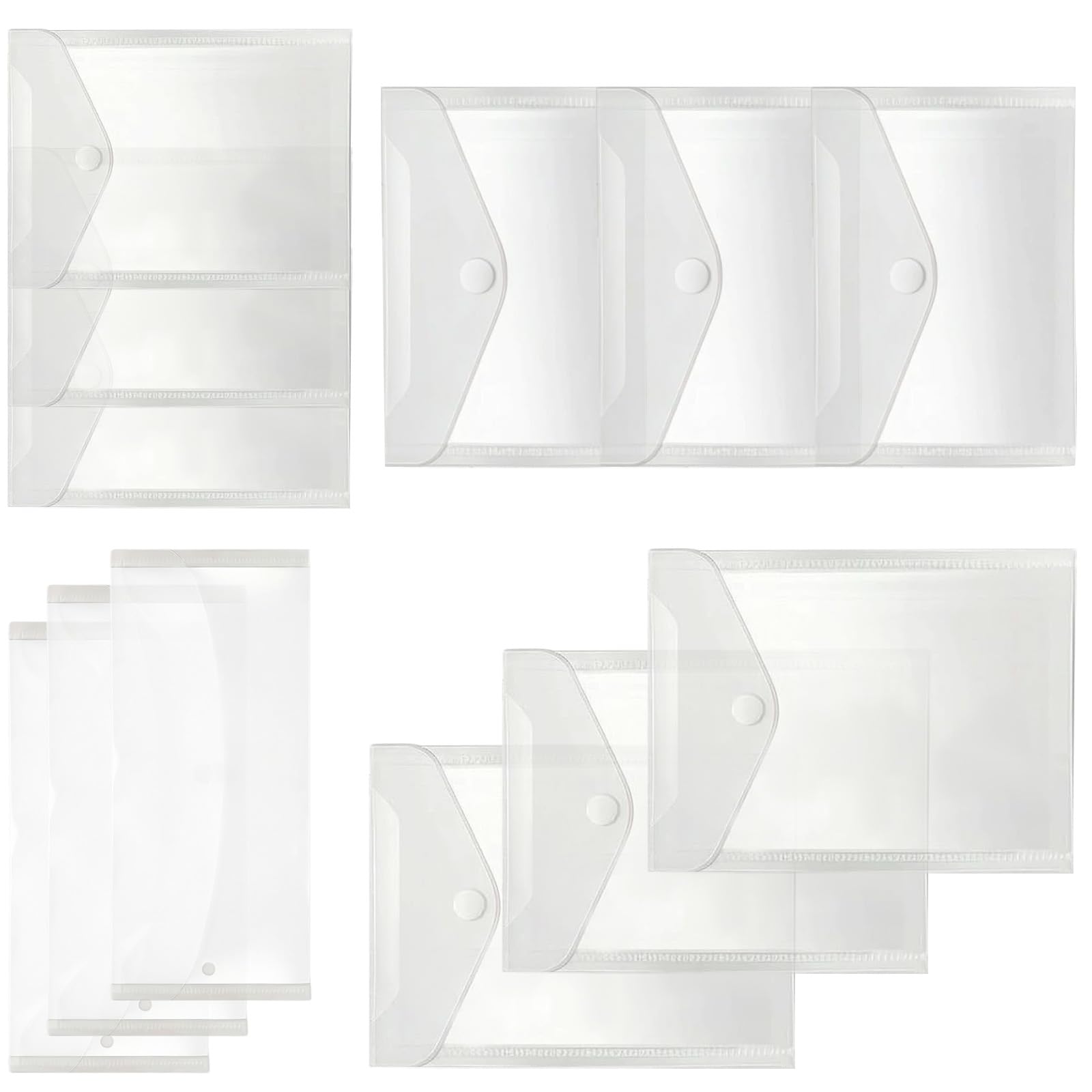 Zeiwohndc Suit 12 Pieces Pp Sticker Storage Bags With Easy Open Feature For Quick Access And Protective Sticker Collector Structure Multipurpose Clear Pp Bags With Button Great For Stickers Jewelry And Objects