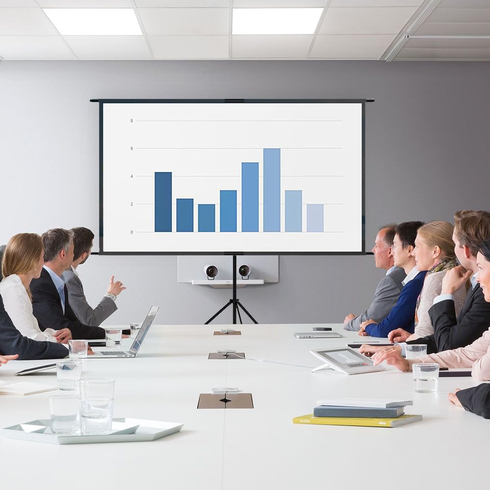 DASIAUTOEM Leinwand Beamer mit Stativ, 100 Zoll Projektionsleinwand 16: 9 HD, Tragbar Projektor Leinwand, 4K HD-Projektionsleinwand für Heimkino, Sportereignisse, Büro, Schule, Treffen