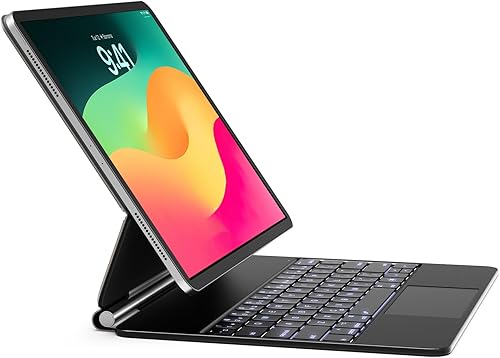 siamide Funda de teclado mágico digital para iPad Pro 12.9 pulgadas Marco de fotos digital (negro) (negro) (negro) (clásico)