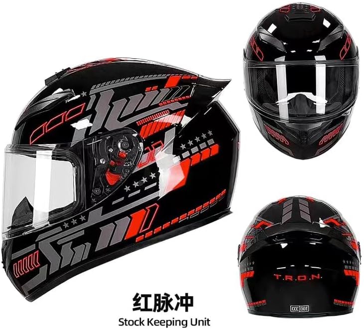 Miniatura 2 de Casco de motocicleta de cara completa, casco mecánico rojo, aprobado por DOT, motocicleta, ciclomotor, bicicleta de calle, equitación, motocross,