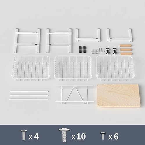 Miniatura 5 de JAQ Pull-out Fruit Basket, 4-tier Slide Out Metal Storage Baskets Carts Organizers Drawers with Wood Top and Handle with Rolling Wheels for Snacks