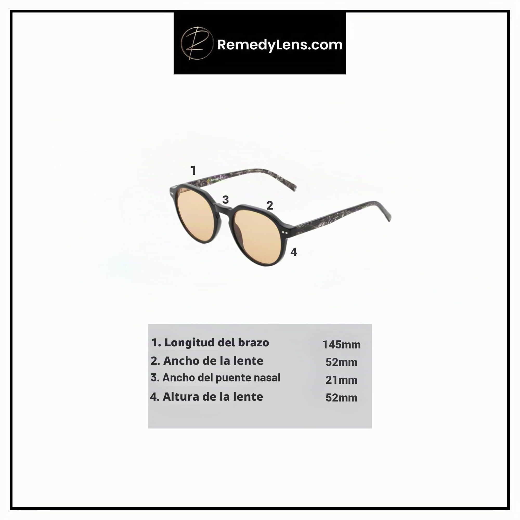 Lentes tintadas redondas de acetato FL-41 para alivio de la migraña, y marco negro de sensibilidad a la luz con bloqueo de luz azul de patillas de mármol, Negro con patillas de mármol