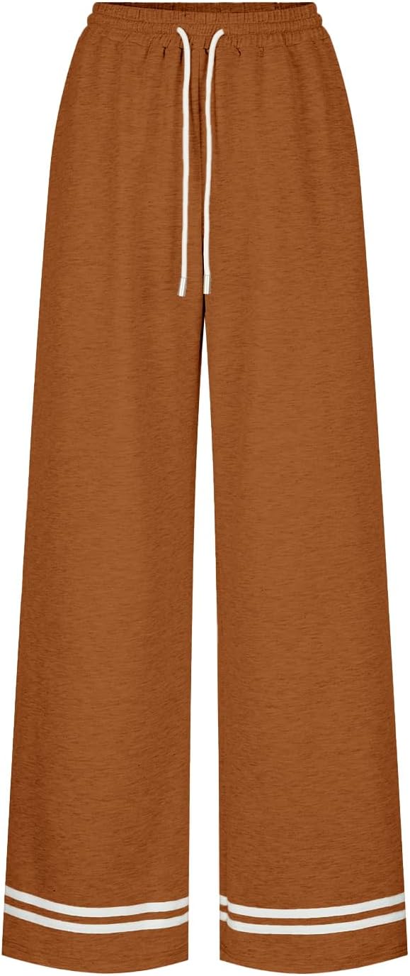 Women Wide Leg Sweatpants High Waisted Sweatpant Baggy Flared Sweat Pants Casual Joggers with Pockets