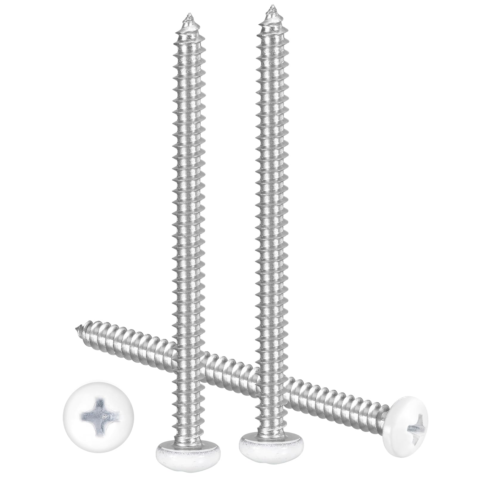 METALLIXITY Phillips Pan Head Self Tapping Screws(#10x3") 100Pcs, 304 Stainless Steel Self Drilling Screw for Metal Wood Plastic, for Cabinet Wall Shutter Plate Rock Furniture, Silver White — image 1