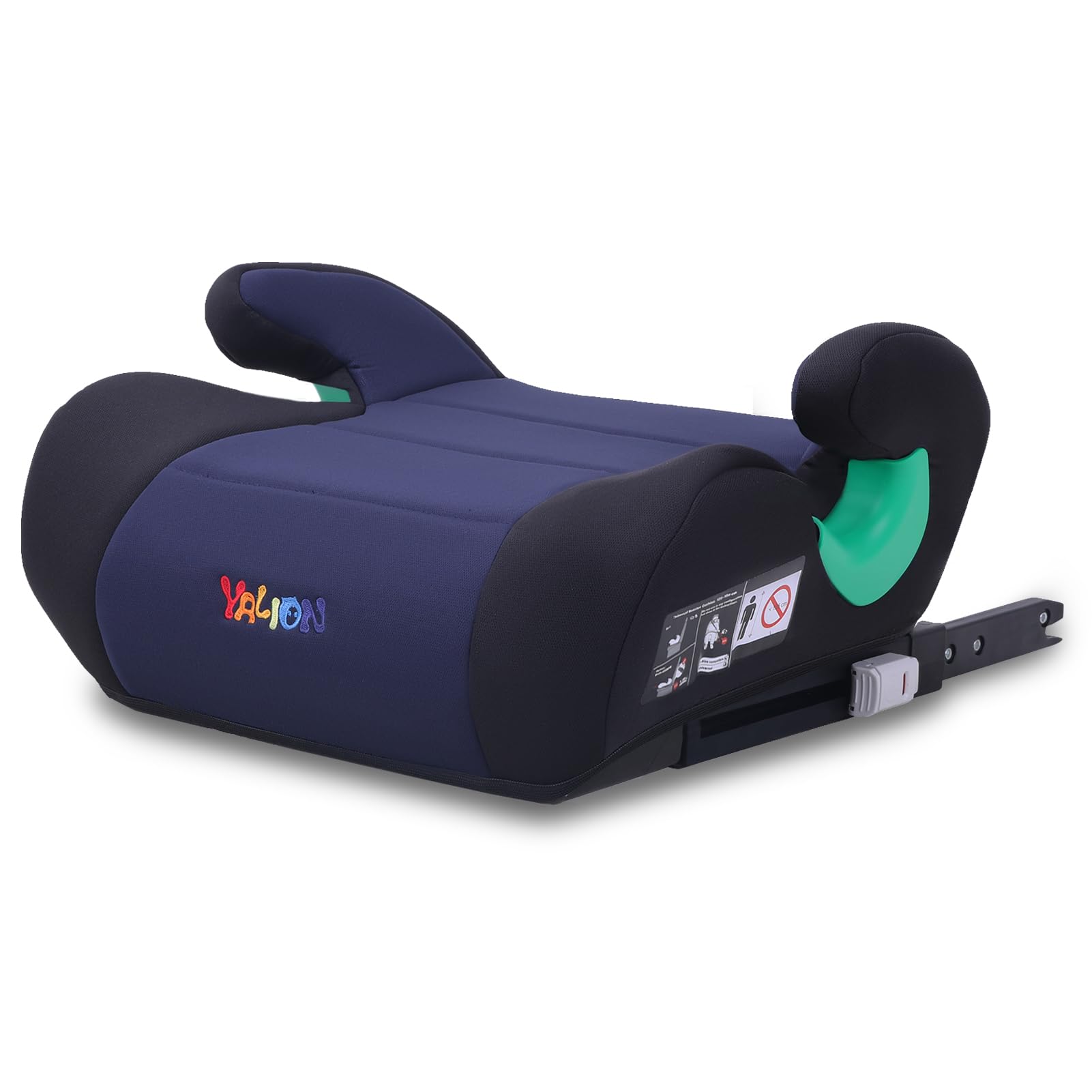 YALION Sitzerhöhung Auto Kinder ISOFIX, Kindersitzerhöhung mit ISOFIX Nach i-Size Norm R129, Kinderautositz 125-150cm(ca. 6-10 Jahre), 3-Punkt-Gurt, Dunkelblau