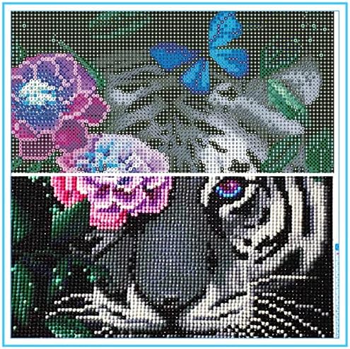 DAERLE Diamond Painting Tiger, Diamond Painting Kit for Adult, DIY Diamond Art Kits, Full Round Diamond Art, Flower Diamond Painting by Number Kit, Diamond Picture Arts for Home Wall Decor 30x40cm