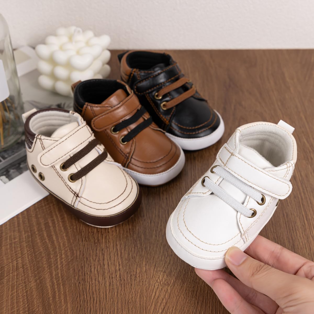 CENCIRILY Baby Boys Girls High Top Sneakers Soft Soles Anti Skid Infant Ankle Shoes Toddler Prewalker First Walking Crib Shoes
