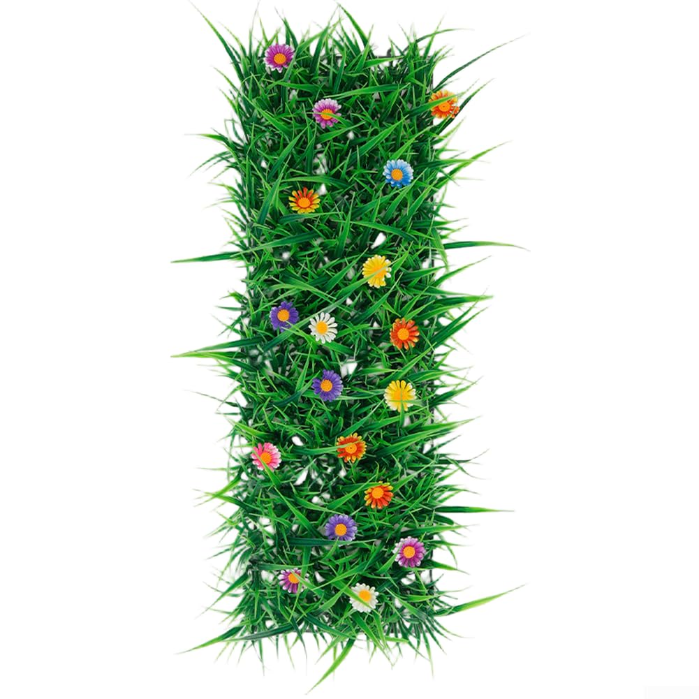Tappeto in erba sintetica per esterni, dall'aspetto naturale, a bassa manutenzione, decorazione da giardino (31,5 x 60 cm)