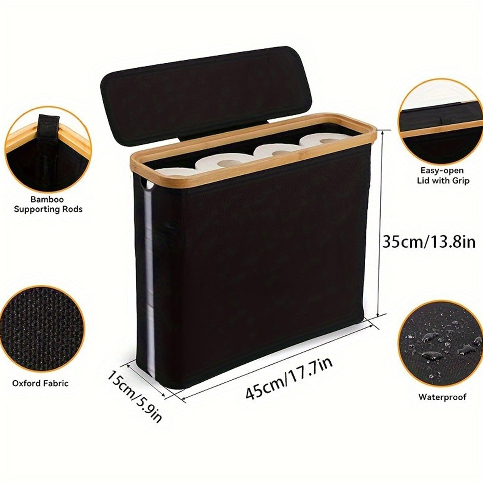 Rangeur pour Papier Toilette,Conteneur Pliable autoportant - Panier à Rouleaux de Papier Toilette avec Un Couvercle et Une poignée,pour jusqu'à 12 Rouleaux, Salle de Bain, Salon, Placard