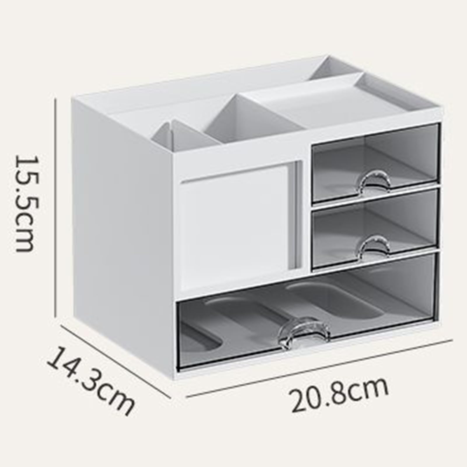 Jarsense Simple White Desktop Organizer, 3 Compartment, Office School Home Decoration, A-3 Layer With 3 Drawer - Image 2