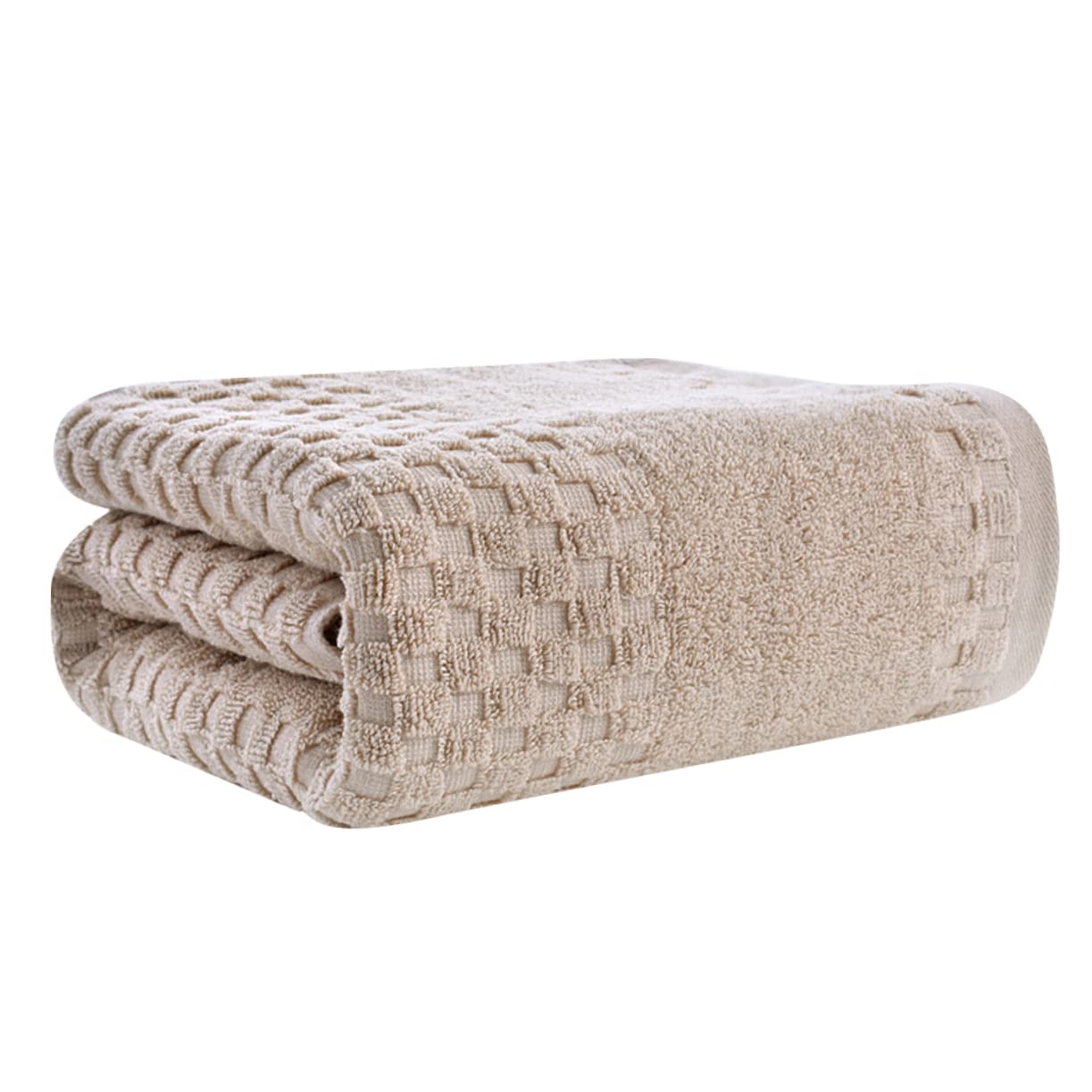 Toalla de baño absorbente de algodón puro caqui con tejido grueso y duradero