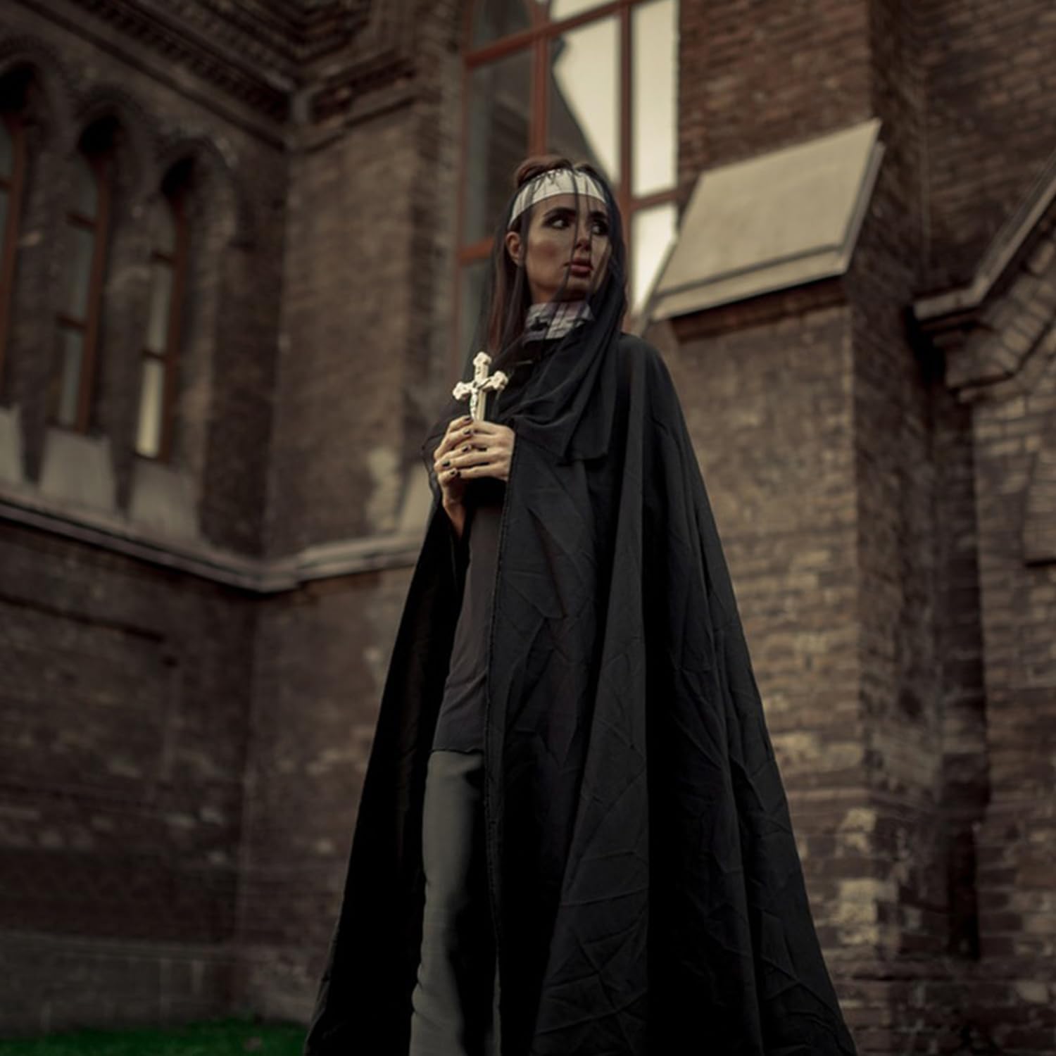 Halloween Black Hooded Cape, Adult/Kids Long Robe Cloak - Image 4
