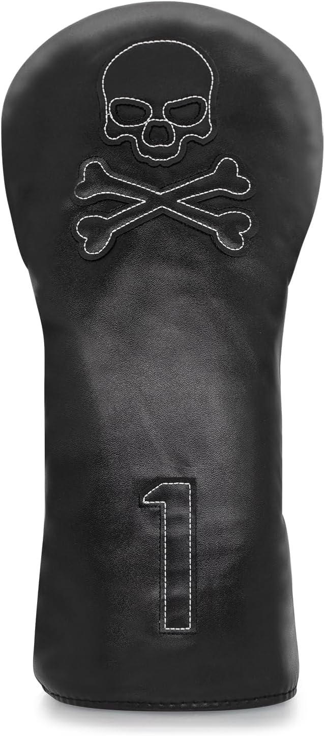 Golf Head Cover Club Covers Funny Driver Fairway Hybrid Headcovers Head Covers Golf headcovers with Soft Lining for Golf Gift-Skull Style