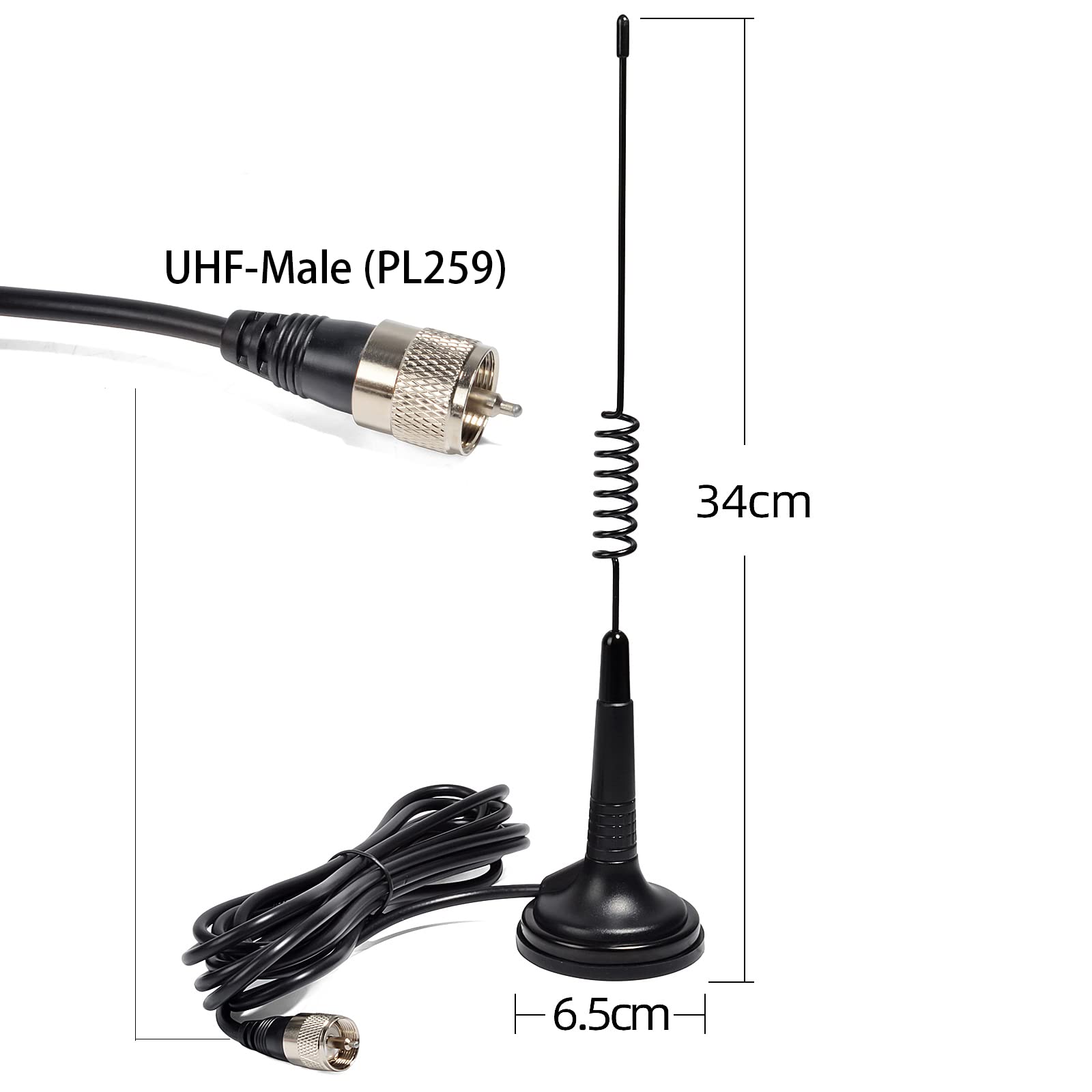 27Mhz magnetico Antenna CB con 2,7 pollici Magnet Mount Base 4 metri di cavo RG58 per Cobra Uniden Midland Presidente Randy ricetrasmettitori