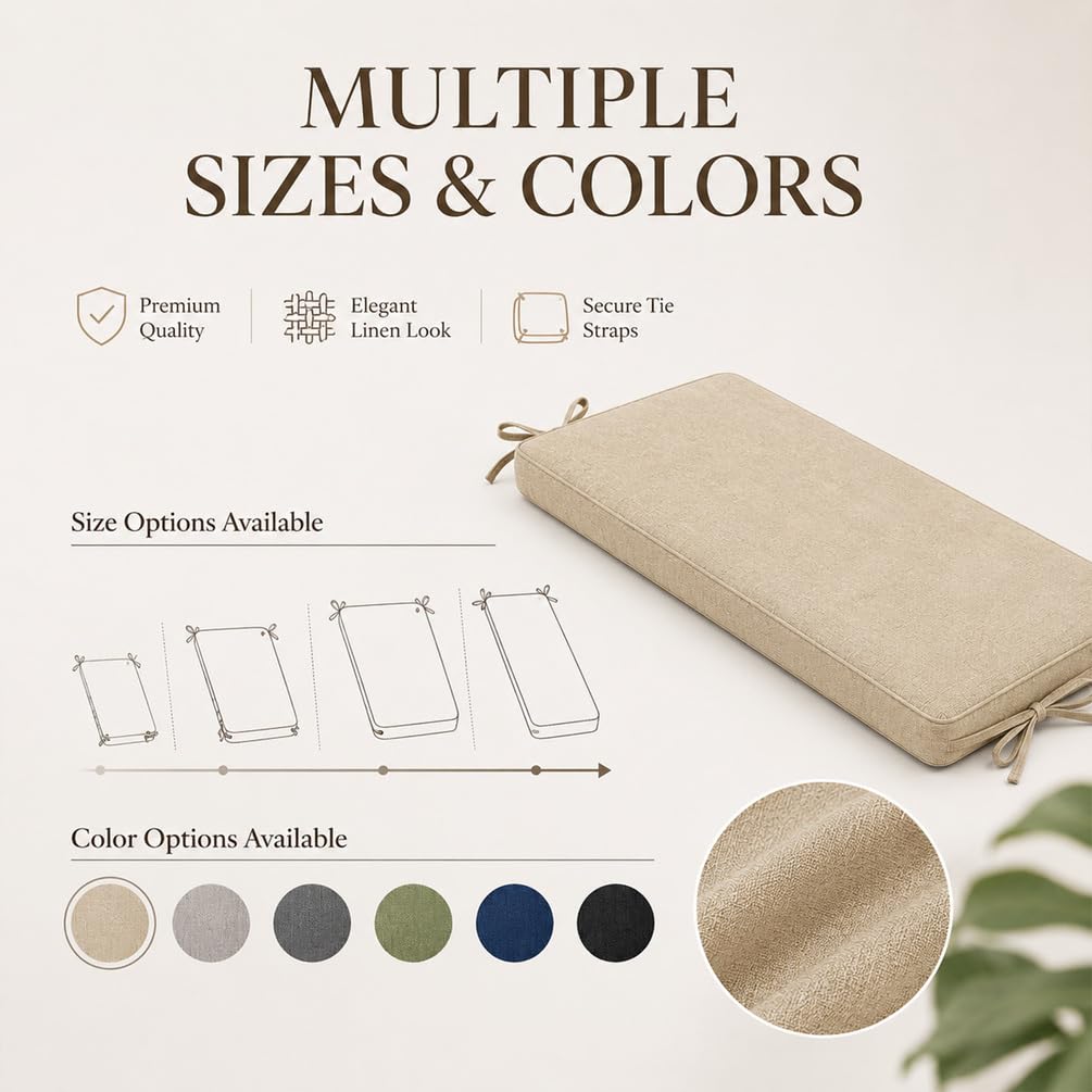AEHO Cuscino per Panca in Lino, Schiuma 5cm Cuscino Lungo per Veranda, Pratico Cuscino Mobili Interni E Copri Seduta Divano per Soggiorno Elegante,Beige,80x40x5cm
