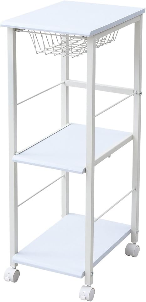 Amazon 山善 キッチンワゴン 幅29 5 奥行42 高さ87 5cm 3段 スリム ストッパー付きキャスター スライド式のカゴ 作業台 すきま 収納 場所を選ばない 組立品 ホワイト Kpb 2942 Wh キッチンストッカー オンライン通販