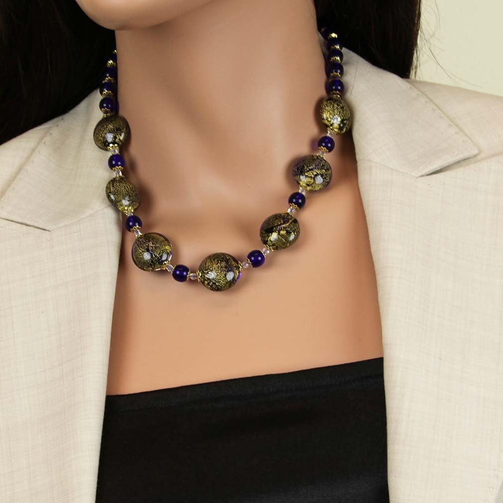Glass Of Venice Murano Glass Necklace Ca D'oro - Cobalt Blue