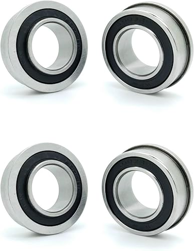 Cuatro (4) rodamientos de bolas con bridas de 3/4 "x 1-3/8" x 1/2 pulgadas. Cortacésped aplicable, carretillas, carros y camiones de mano, cubo de