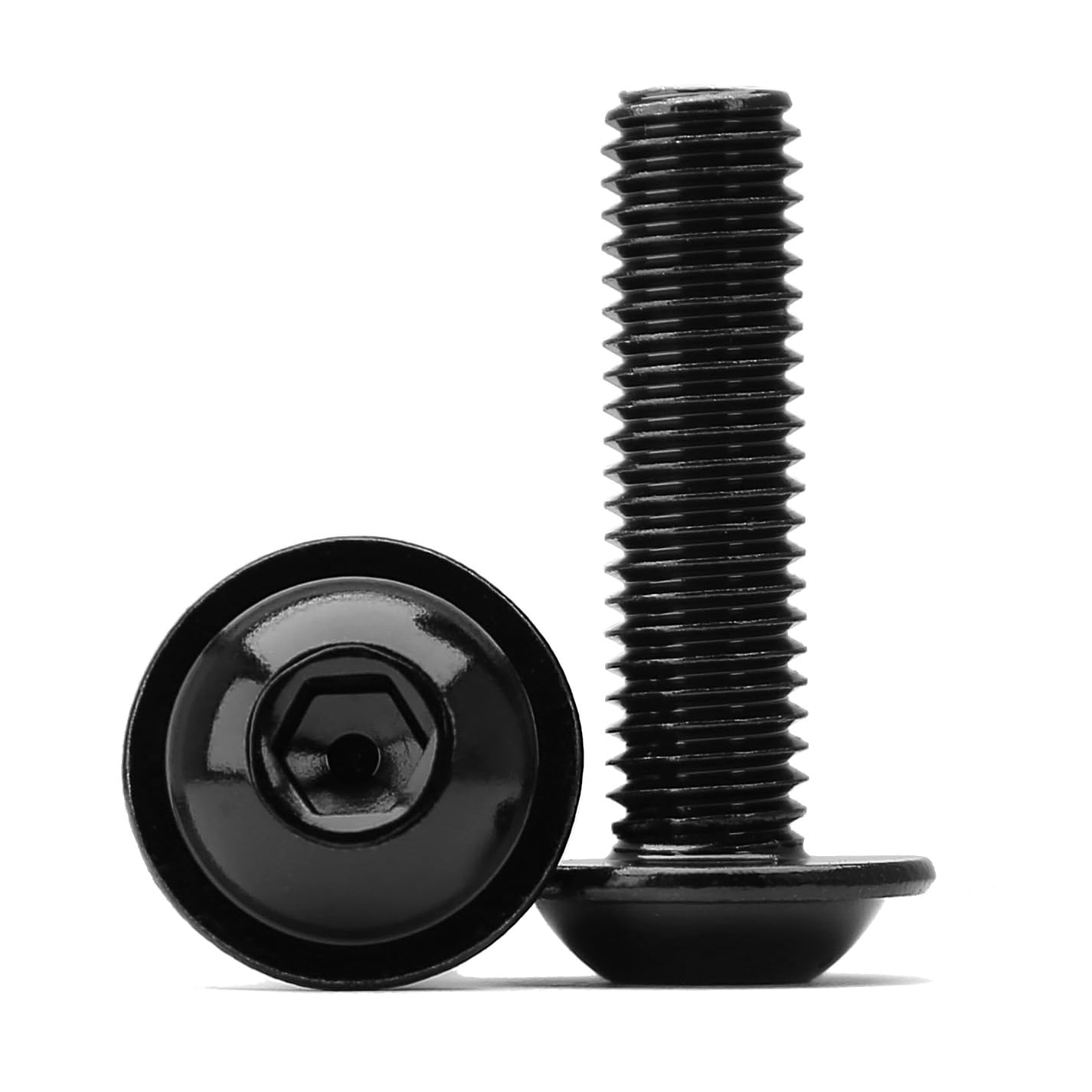 (60 pezzi) Viti a Brugola Viti M5 a Testa Bombata M5 x 8 mm Flangia Esagono Incassato Viti a Macchina 304 Acciaio Inox Nero Filettatura Completa
