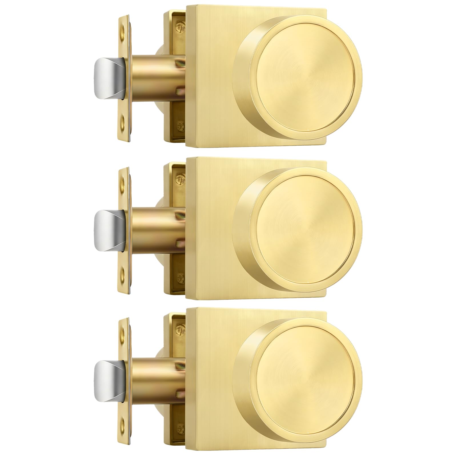 Goldenwarm Passage Brushed Gold Closet Door Knobs Interior, 3 Pack