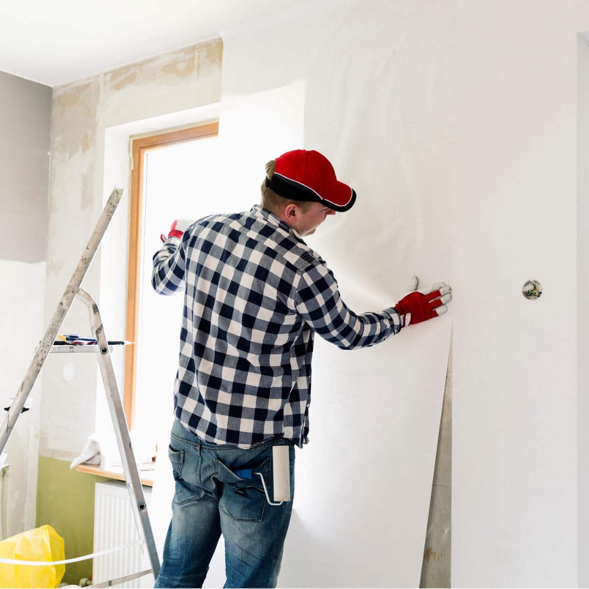 Papel pintado de fibra de vidrio, doble cadena, grueso, fibra de vidrio, 25 m², 140 g/m², color blanco