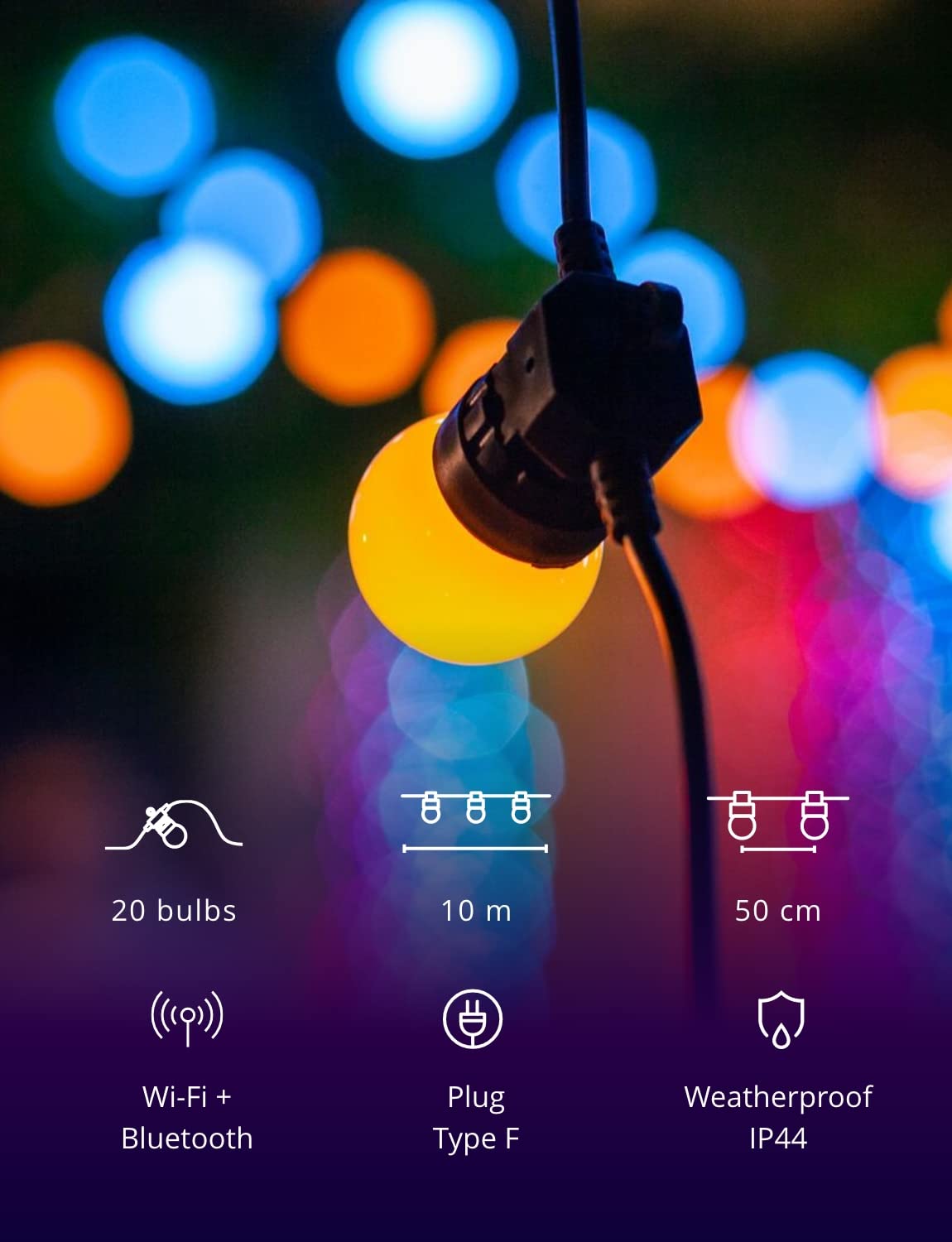 Twinkly Festoon Łańcuch Świetlny, Wielokolorowy, 10M