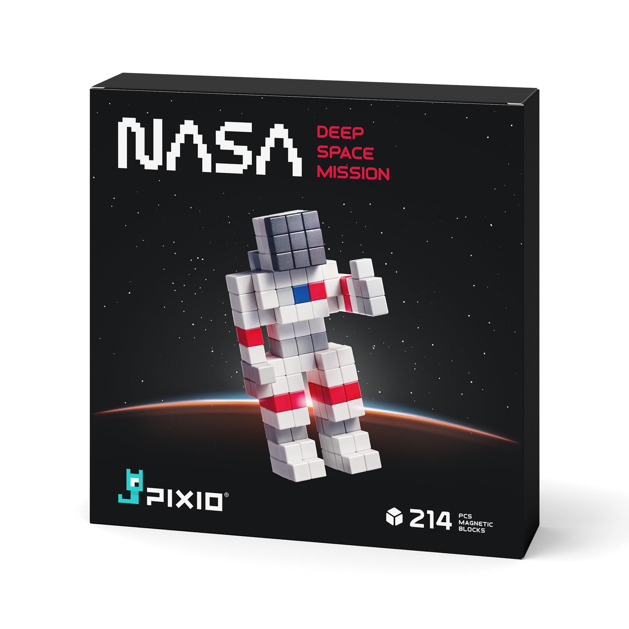 PIXIO Deeps Space Mission NASA - Tiny Magnetic Blocks Building Toy in The Pixel Art Style with Free App - 5/16" Plastic Cubes with 6 Magnets Inside - Open Ended Toy - Creativity Toy for Ages 6+