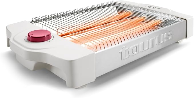 Taurus - Tostador Plano Horizontal Neptuno Plus 900W | 24X20cm Superficie Tostado | 12 Niveles Tostado | 3 Resistencias Tostado Uniforme | Indicador Acústico | Bandeja Recogemigas | Recogecables