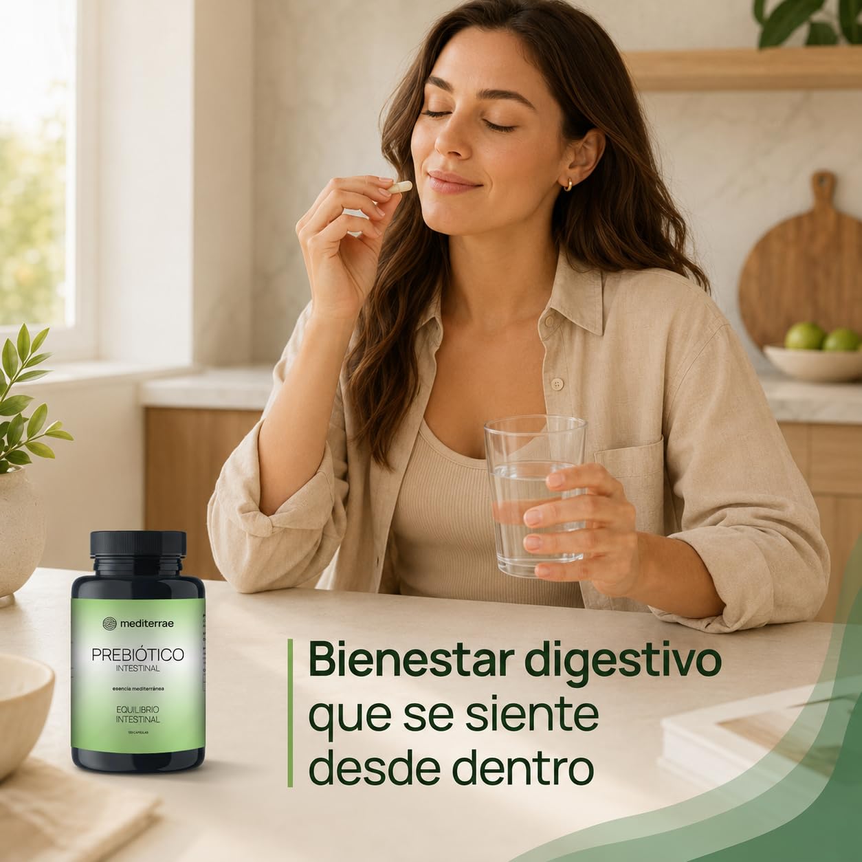 Prebiótico Intestinal | Cápsulas Vegetales con Inulina - FOS para Digestión Ligera, Confort Digestivo y Menos Hinchazón. Fibra prebiótica para Flora Intestinal y Potencia el Efecto de Probióticos