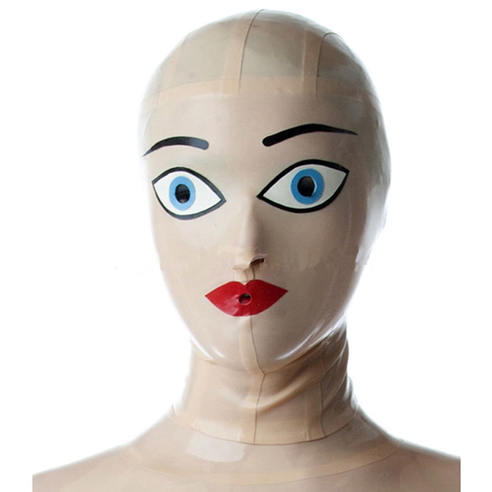 PRLBESL Latex Hood Fetish Big Eyes Special Cool with Back Zipper Unisex for Cosplay Party Costume Headdress(Size:M-65CM)