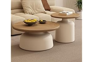 2-Piece Round Wood Finish Nesting Coffee Table Set