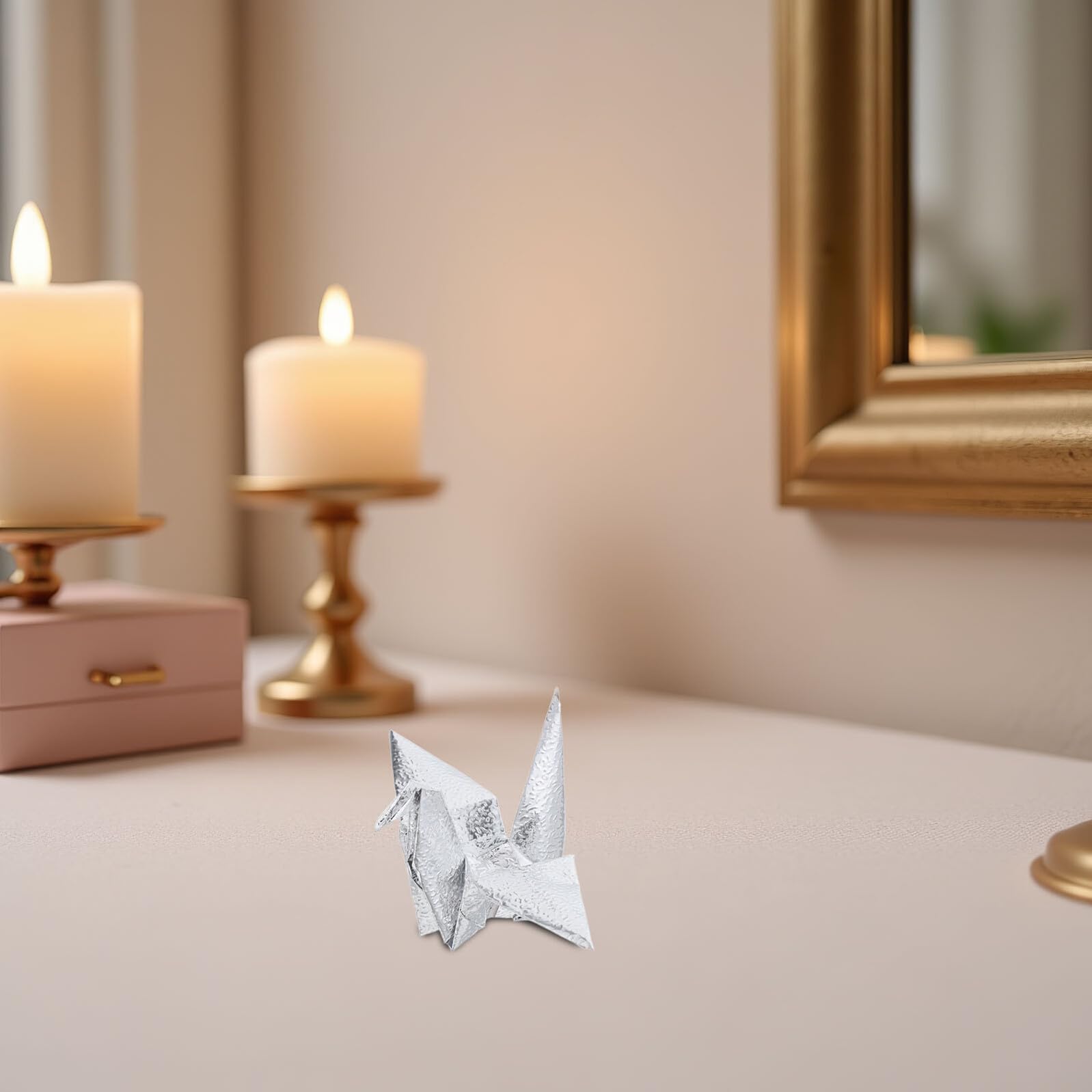 50 Gru Origami Argento Prefabbricate da 10 Cm Decorazioni Origami da Appendere per Matrimoni, Compleanni e Shower, Ciondoli Leggeri per Decorazioni Fai da Te e Allestimenti