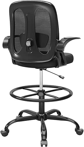 Alllion Drafting Chair, Tall Office Chair with Flip-up Armrests Ergonomic