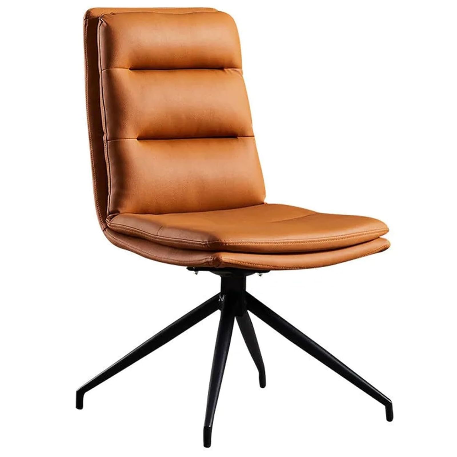 Chaise pivotante de salle à manger orange autour de la table pour repas en famille