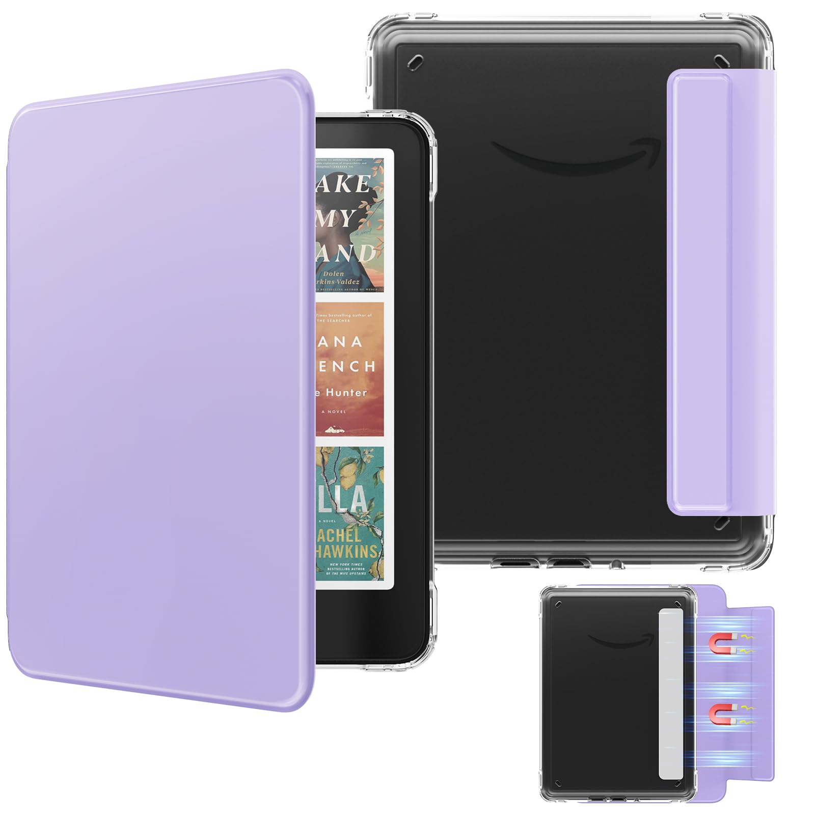 360° Rotating Case For 7" Kindle Paperwhite 12th Generation 2024 Clear Back Detachable Magnetic Protective Adjustable StandCover - 7 - View #3