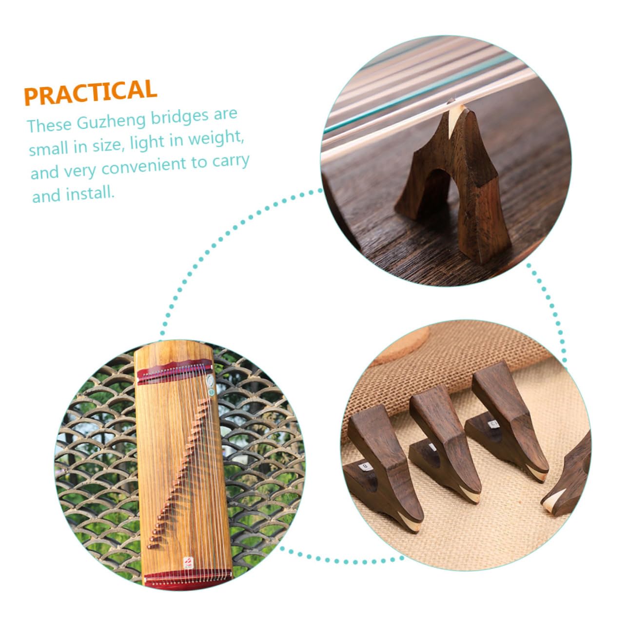 21 Pezzi Ponti Guzheng in Legno di Palissandro Resistenti, Pilastri di Supporto Pratici e Leggeri per Strumenti Musicali, Accessori di Ricambio per Migliorare Timbro